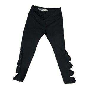 Chic Black Leggings with Ruffle Accents